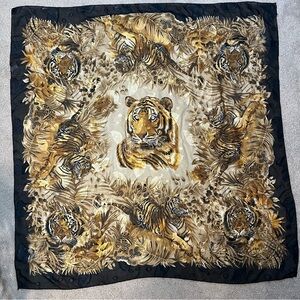 Poly Silk Vintage Scarf Siberian Tiger 41" Square Scarf
